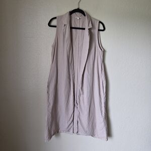 Eileen Fisher Sleeveless Open Front Linen Blend Cardigan Size XS